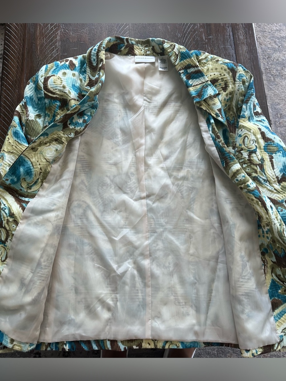 Alfred Dunner Plus Size Blue & Brown Paisley Blazer - Size 20 - Picture 4 of 6